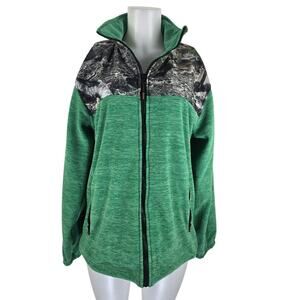 Trail Crest Fleece Full Zip Heather Green Mossy Oak Design Women's Jacket L
